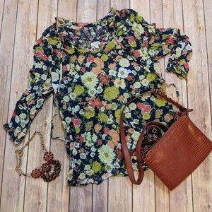 Floral anthropologie blouse sz 8